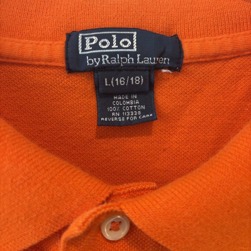 Polo Ralph Lauren Kids Youth Boys Polo Shirt Orange‎ Size L 16/18 Green Pony - Picture 3 of 8